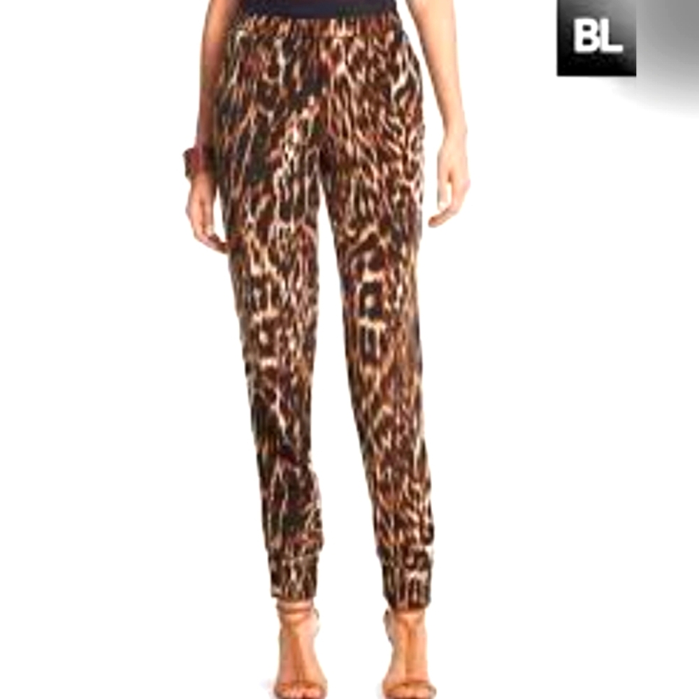 Black Label By Chico's Animal Print Soft Ankle Pants Sz 1